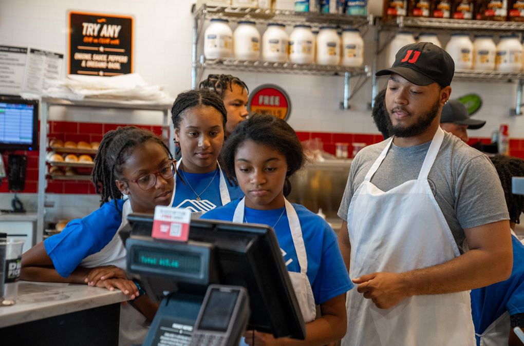 Boys & Girls Club Members picture here attended a Jimmy John’s restaurant to learn about the operations of a restaurant.